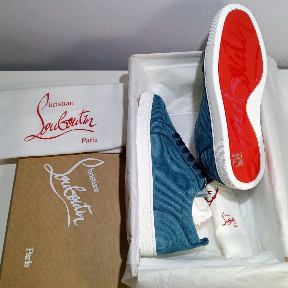 NEW CHRISTIAN LOUBOUTIN RANTULOW ORLATO FLAT BLUE SZ 42 / 9 - Picture 12 of 16
